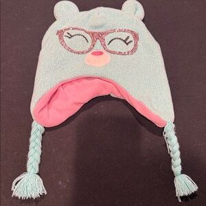 Cute Bear Knit Hat with Glasses